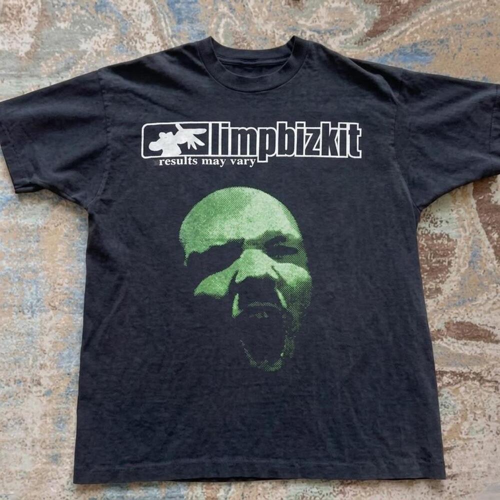 Limp Bizkit Results May Vary Black T Shirt With Green Screaming Face Graphic